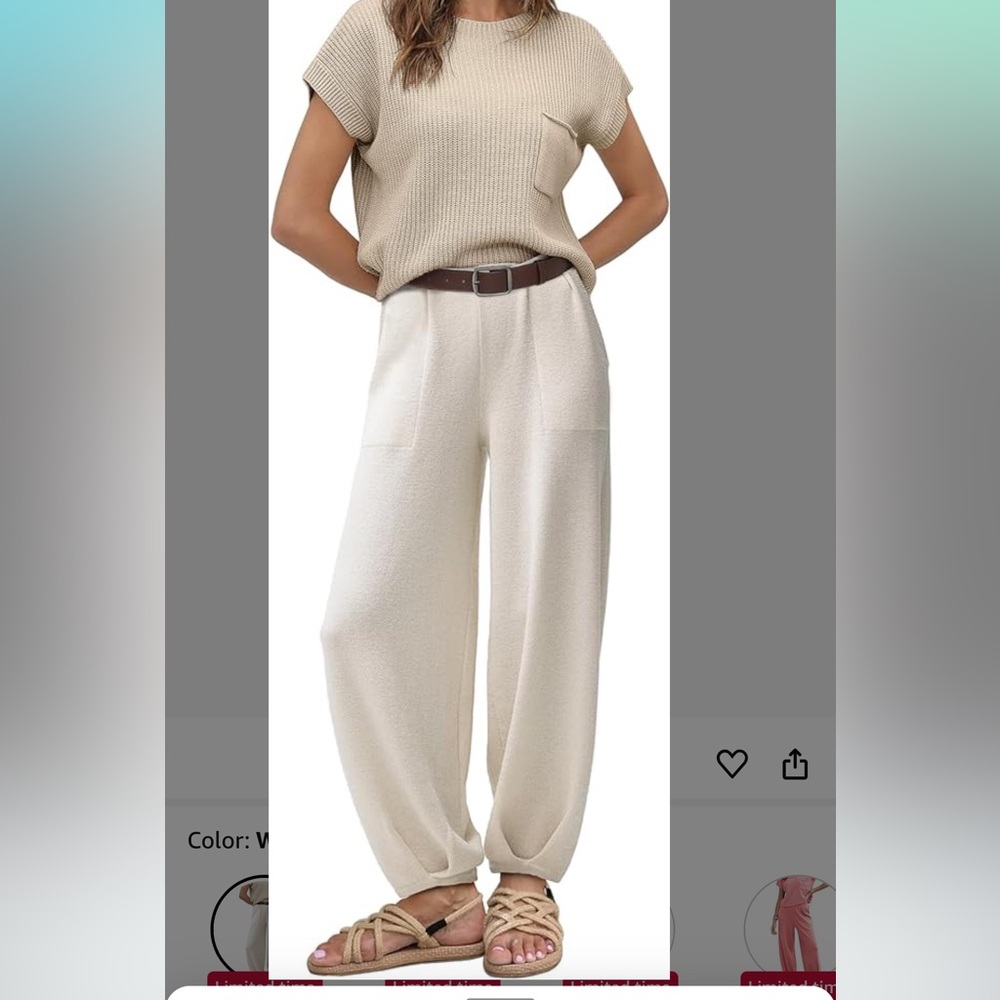 Ugerlov Two Piece Sweater Sets Knit Pullover Tops and High Waisted Pants large